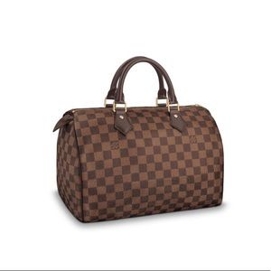 Louis Vuitton Speedy 30 bag in Damier print.